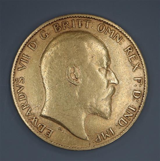 An Edward VII 1902 gold half sovereign.